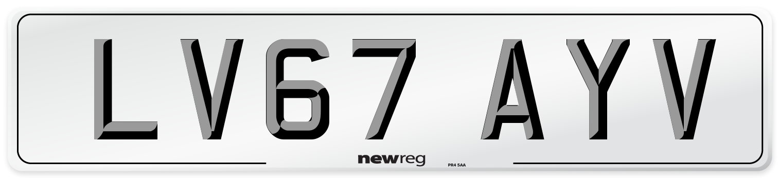 LV67 AYV Number Plate from New Reg